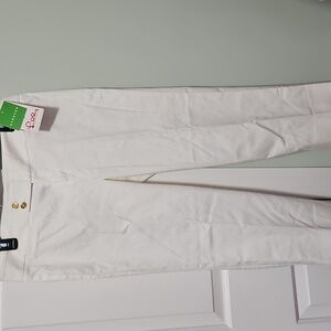 Lilly Pulitzer Bailey Skinny Capri Stretchy White Pants with Gold Buttons